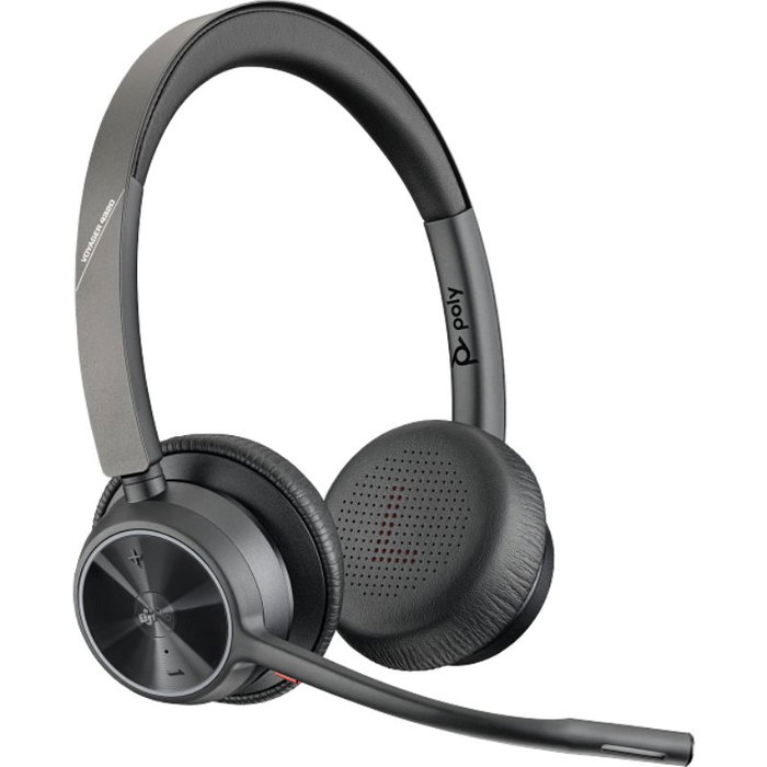Poly Voyager 4320-M Microsoft Teams Certified Headset con adaptador BT700 y soporte de carga